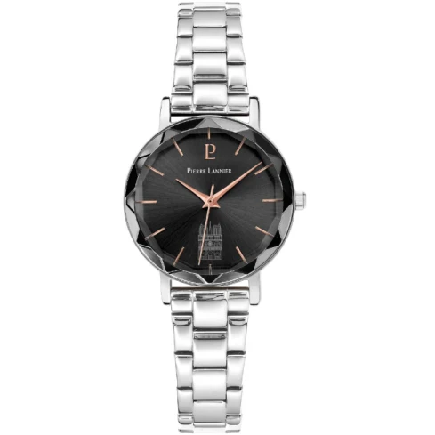 Дамски ръчен часовник с кварцов механизъм - корпус от Стомана - Стоманена верижка - цвят Черен Сив