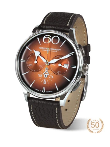 Мъжки ръчен часовник с автоматичен механизъм - корпус от Стомана - Естествена кожа - цвят Кафяв Кафяв