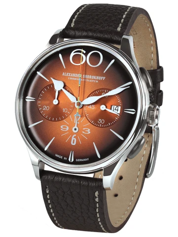 Мъжки ръчен часовник с автоматичен механизъм - корпус от Стомана - Естествена кожа - цвят Кафяв Кафяв