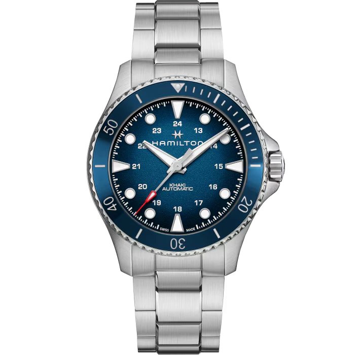 Унисекс ръчен часовник с автоматичен механизъм - корпус от Стомана - Стоманена верижка - цвят Син