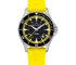 Мъжки ръчен часовник с автоматичен механизъм - корпус от Стомана - Каучук - цвят Черен Жълт