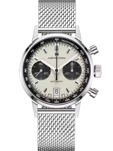 Мъжки ръчен часовник с автоматичен механизъм - корпус от Стомана - Меш - цвят Бял Сив