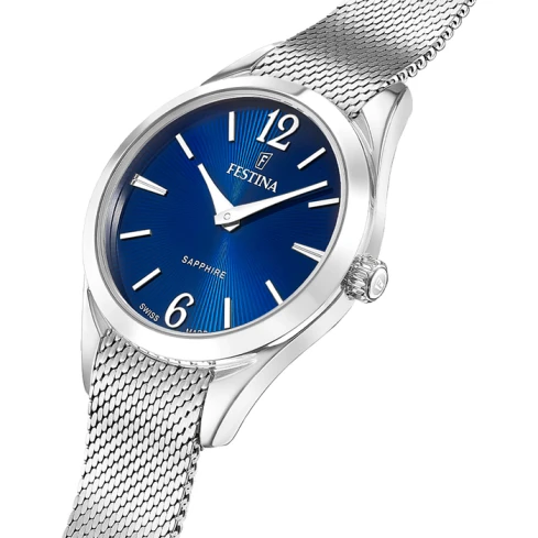 Дамски ръчен часовник с кварцов механизъм - корпус от Стомана - Меш - цвят Син