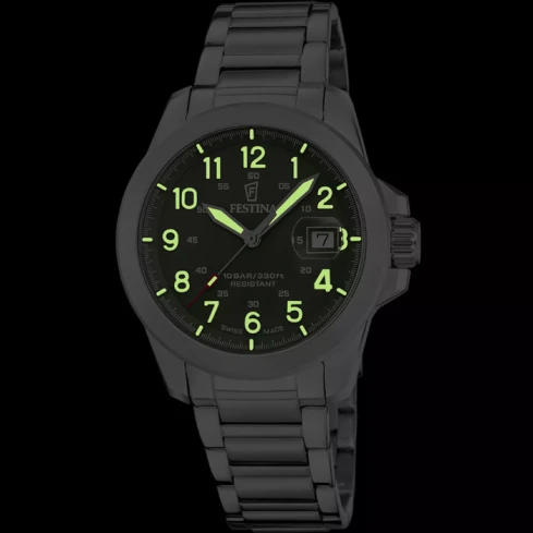 Мъжки ръчен часовник с кварцов механизъм - корпус от Стомана - Стоманена верижка - цвят Зелен