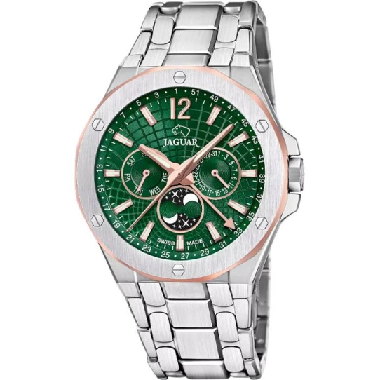 Мъжки ръчен часовник с кварцов механизъм - корпус от Стомана - Стоманена верижка - цвят Зелен Розово Злато