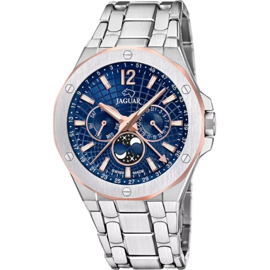 Мъжки ръчен часовник с кварцов механизъм - корпус от Стомана - Стоманена верижка - цвят Син Розово Злато