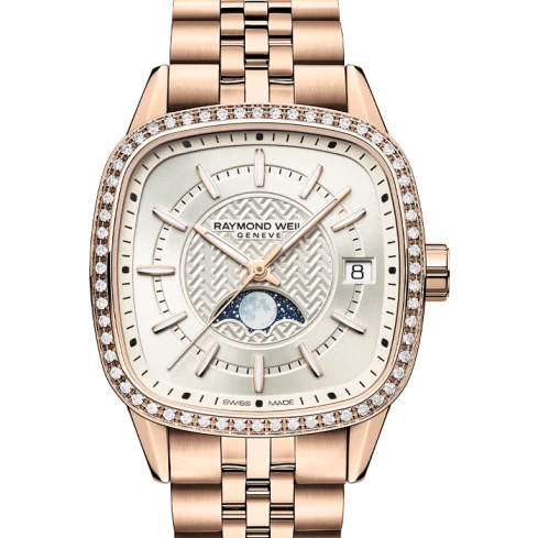 Дамски ръчен часовник с автоматичен механизъм - корпус от Стомана - Златна верижка - цвят Шампанско