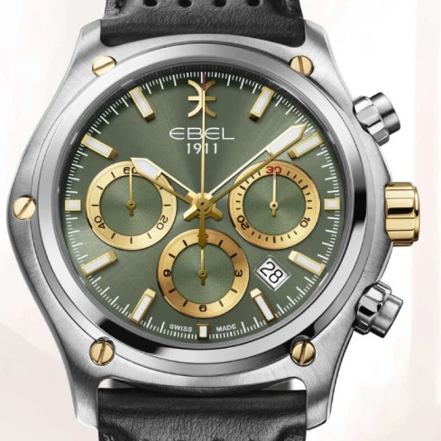 Мъжки ръчен часовник с автоматичен механизъм - корпус от Стомана и злато 18К - Стоманена верижка - цвят Черен Биколор