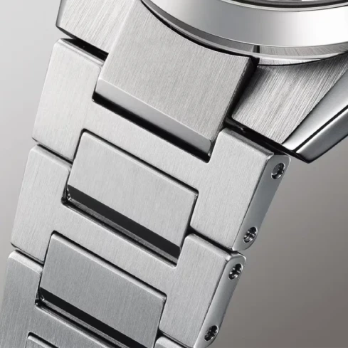 Мъжки ръчен часовник с автоматичен с ръчно навиване механизъм - корпус от Стомана - Стоманена верижка - цвят Син Сив