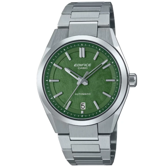 Мъжки ръчен часовник с автоматичен с ръчно навиване механизъм - корпус от Стомана - Стоманена верижка - цвят Зелен Сив