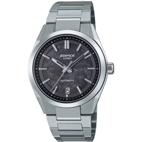 Мъжки ръчен часовник с автоматичен с ръчно навиване механизъм - корпус от Стомана - Стоманена верижка - цвят Черен Сив