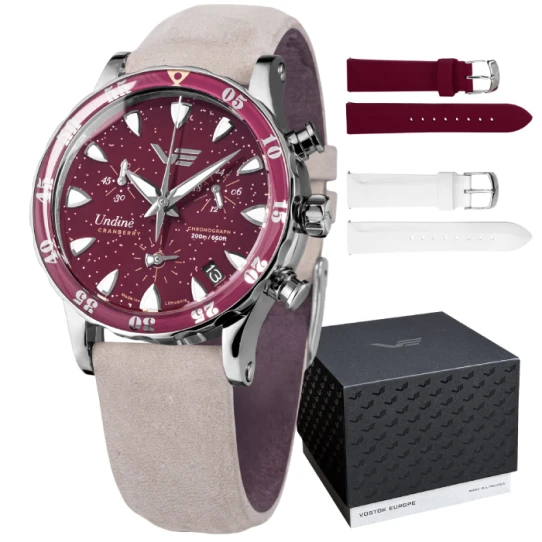 Дамски ръчен часовник с кварцов механизъм - корпус от Стомана - цвят Бордо