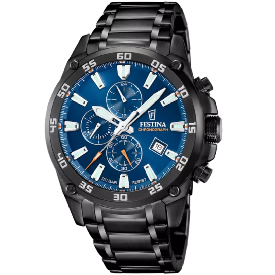 Мъжки ръчен часовник с кварцов механизъм - корпус от Стомана - Стоманена верижка - цвят Син