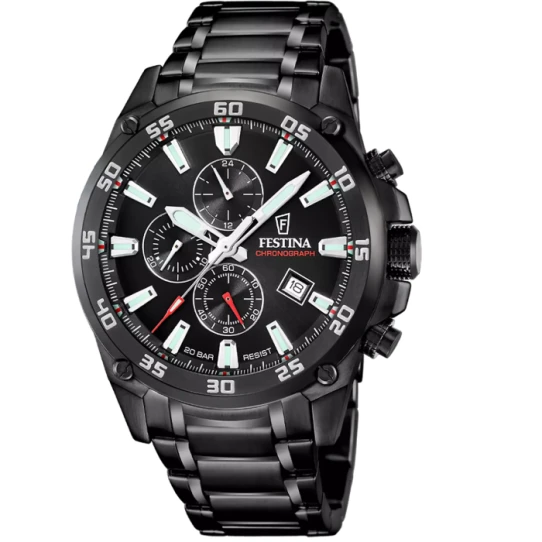 Мъжки ръчен часовник с кварцов механизъм - корпус от Стомана - Стоманена верижка - цвят Черен