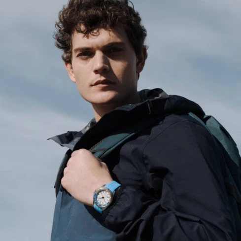 Мъжки ръчен часовник с кварцов механизъм - корпус от Стомана - Силиконова каишка - цвят Бял Оранжев