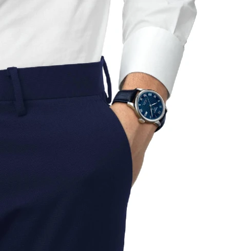 Мъжки ръчен часовник с автоматичен механизъм - корпус от Стомана - цвят Син Син