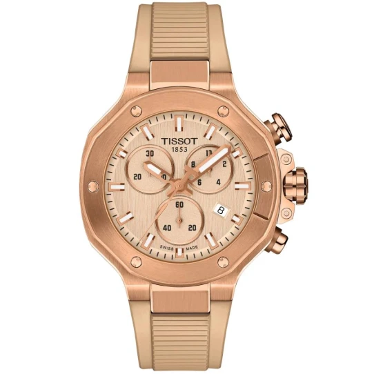 Унисекс ръчен часовник с кварцов механизъм - корпус от Стомана - Силиконова каишка - цвят Бежов Розово Злато