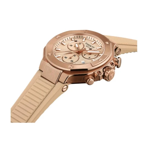 Унисекс ръчен часовник с кварцов механизъм - корпус от Стомана - Силиконова каишка - цвят Бежов Розово Злато