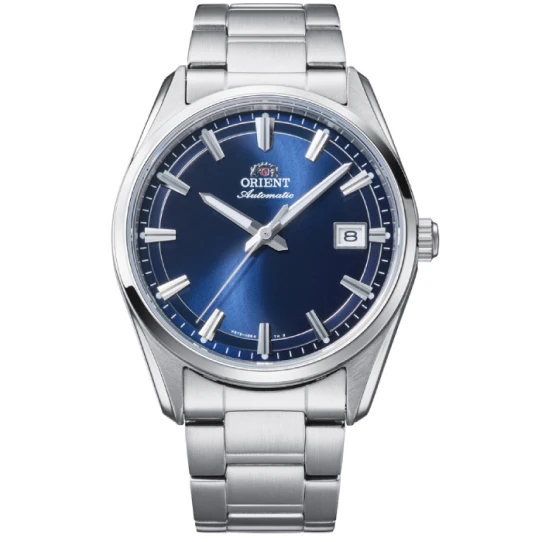 Мъжки ръчен часовник с механичен с ръчно навиване механизъм - корпус от Стомана - Естествена кожа - цвят Син