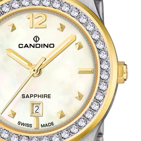 Дамски ръчен часовник с кварцов механизъм - корпус от Стомана - Стоманена верижка - цвят Шампанско