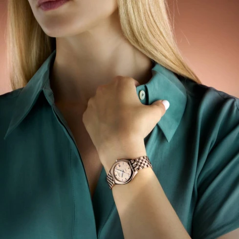 Дамски ръчен часовник с кварцов механизъм - корпус от Стомана - цвят Седеф Жълт