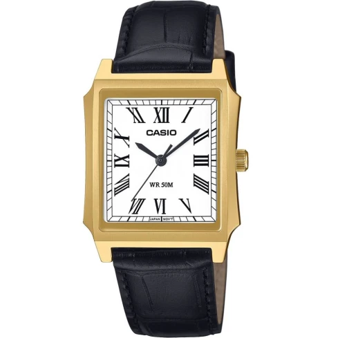 Мъжки ръчен часовник с кварцов механизъм - Естествена кожа - цвят Бял