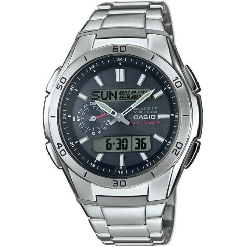 Мъжки ръчен часовник с кварцов механизъм - корпус от Полимер - Титаниева верижка - цвят Черен