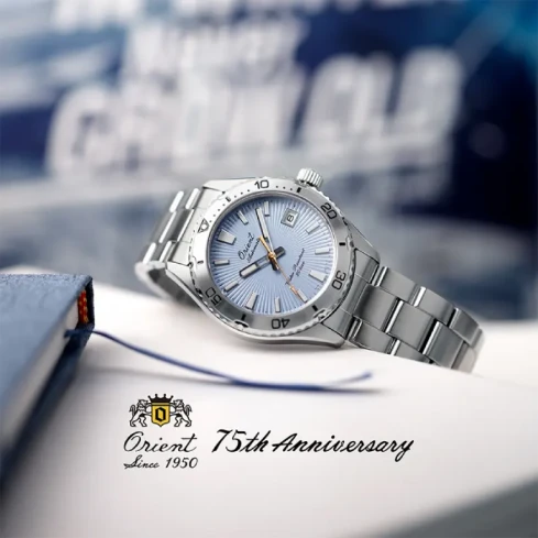 Мъжки ръчен часовник с автоматичен механизъм - корпус от Стомана - Стоманена верижка - цвят Син Черен