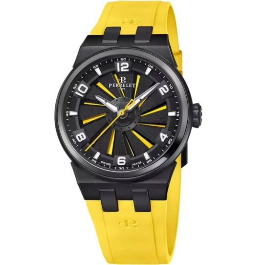 Мъжки ръчен часовник с автоматичен механизъм - корпус от Титан - Каучук - цвят Жълт