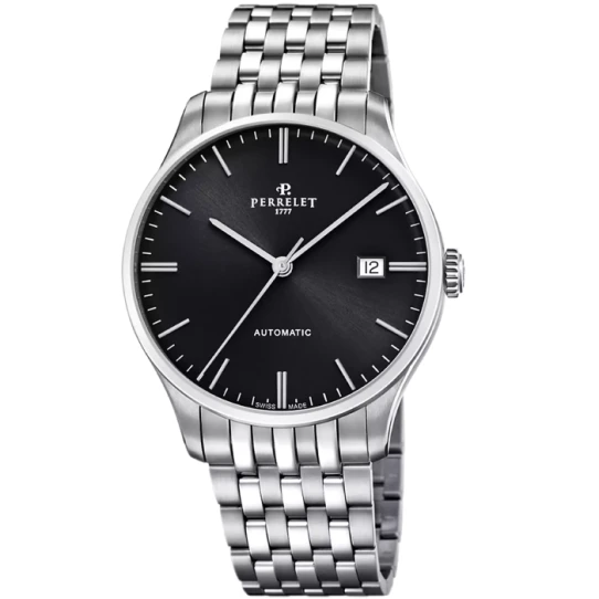 Мъжки ръчен часовник с автоматичен механизъм - корпус от Стомана - Стоманена верижка - цвят Черен