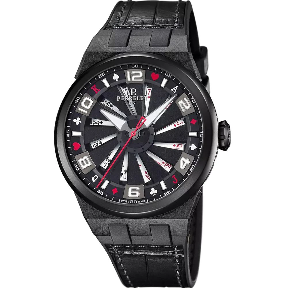 Мъжки ръчен часовник с автоматичен механизъм - Естествена кожа - цвят Черен Червен