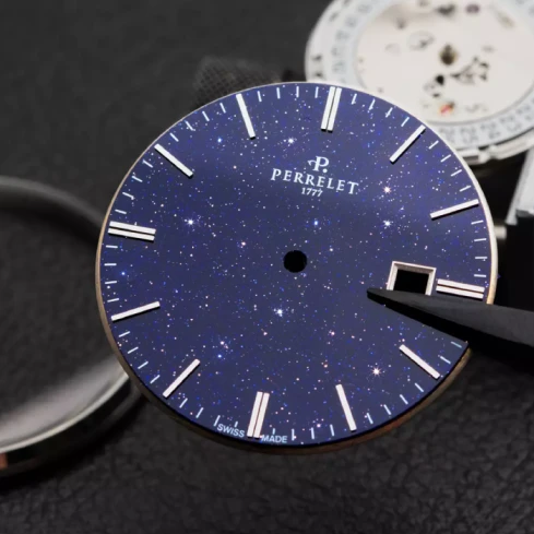 Мъжки ръчен часовник с автоматичен механизъм - корпус от Стомана - Естествена кожа - цвят Син