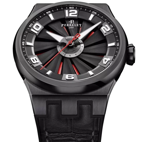 Мъжки ръчен часовник с автоматичен механизъм - Естествена кожа - цвят Черен Червен