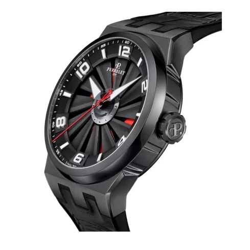 Мъжки ръчен часовник с автоматичен механизъм - Естествена кожа - цвят Черен Червен