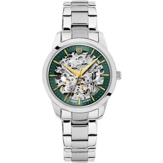 Дамски ръчен часовник с автоматичен механизъм - корпус от Стомана - Стоманена верижка - цвят Зелен