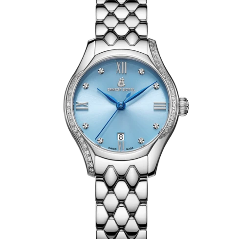 Дамски ръчен часовник с кварцов механизъм - корпус от Стомана - Стоманена верижка - цвят Син