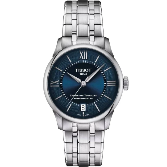 Дамски ръчен часовник с автоматичен механизъм - корпус от Стомана - Стоманена верижка - цвят Син