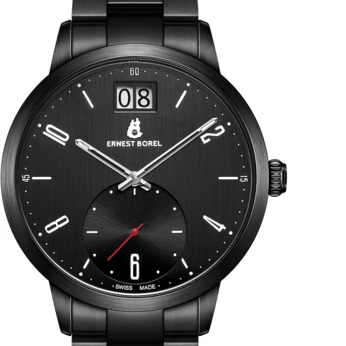 Мъжки ръчен часовник с кварцов механизъм - корпус от Стомана - Стоманена верижка - цвят Черен