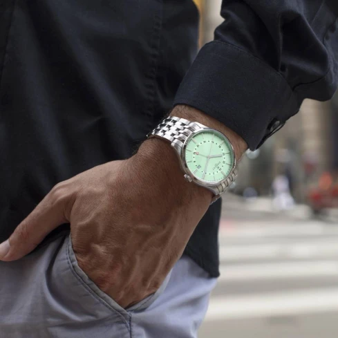 Мъжки ръчен часовник с автоматичен механизъм - корпус от Стомана - Стоманена верижка