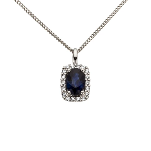 Дамски висулка от 14K Злато Бяло - с форма - Сапфир Диаманти