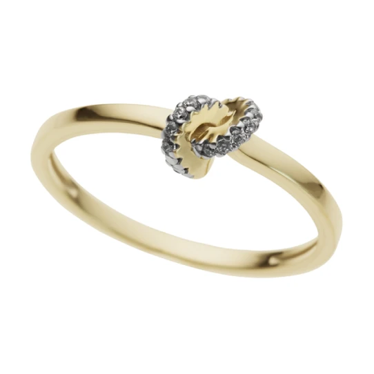 Дамски пръстен от 14K Злато Жълто - с форма - Диаманти