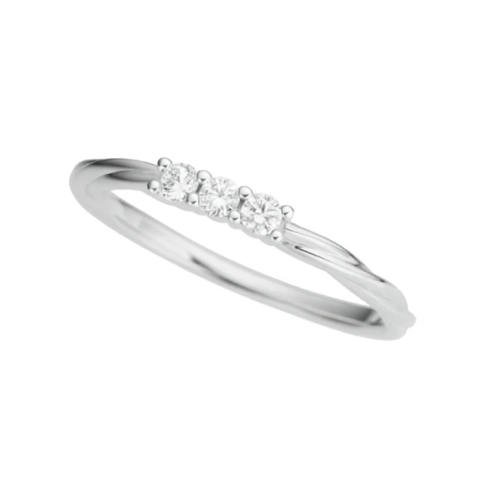 Дамски пръстен от 14K Злато Бяло - с форма - Диаманти