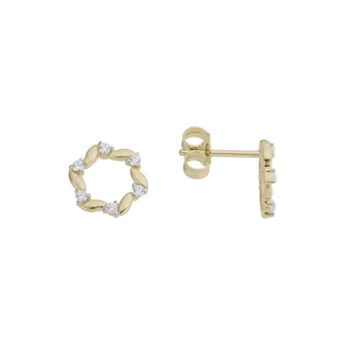 Дамски обеци от 14K Злато Жълто - с форма - Цирконий