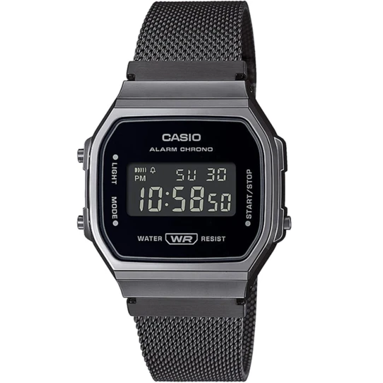 Мъжки ръчен часовник с кварцов механизъм - корпус от Полимер - Стоманена верижка - цвят Сив Черен