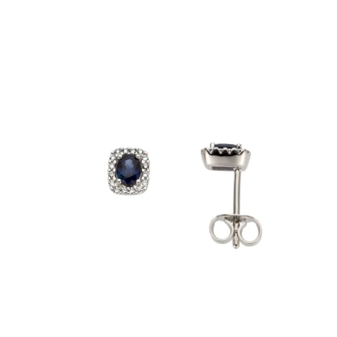 Дамски обеци от 14K Злато Бяло - с форма - Сапфир Диаманти