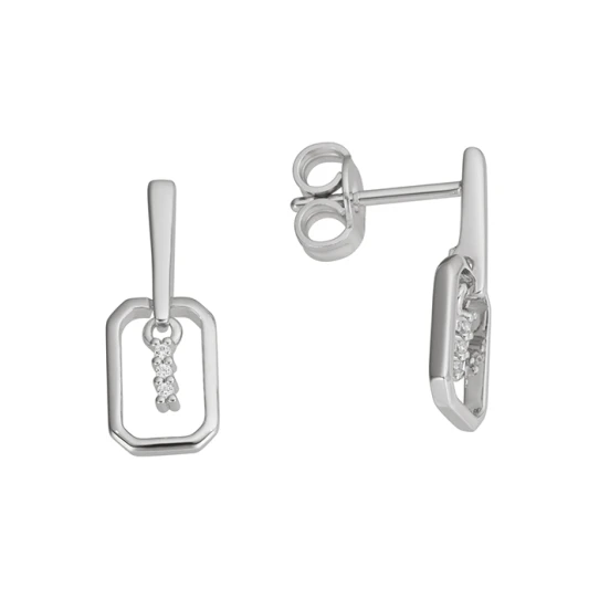 Дамски обеци от 14K Злато Бяло - с форма - Диаманти