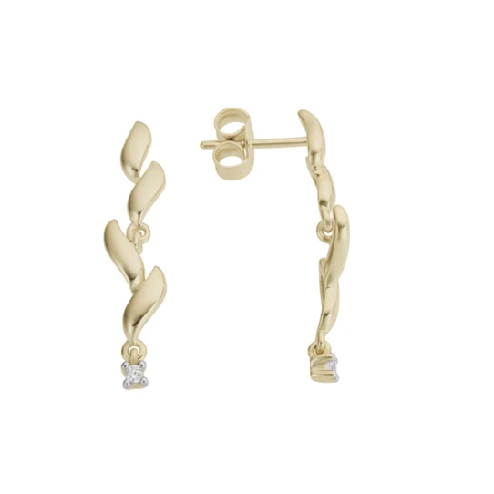 Дамски обеци от 14K Злато Жълто - с форма - Диаманти