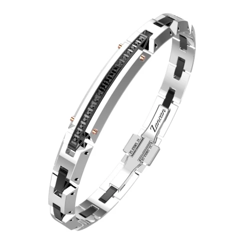 Мъжки гривна от 316l Медицинска стомана - с форма - Шпинел - Черно PVD покритие