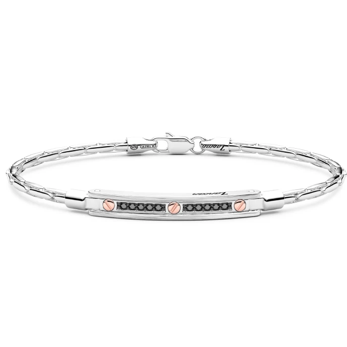 Мъжки гривна от 925 Сребро - с форма - Шпинел - Частично PVD покритие от розово злато