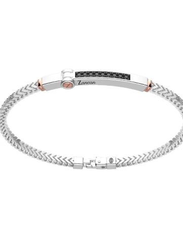 Мъжки гривна от 925 Сребро - с форма - Шпинел - Частично PVD покритие от розово злато